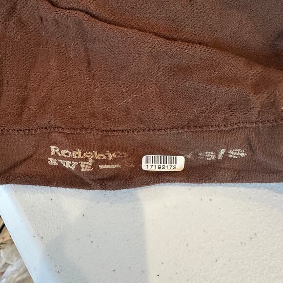 Rodebjer Brown Lace Mesh Top XS SMALL Sheer Bodycon Crewneck Shell Designer $85 - Picture 9 of 9